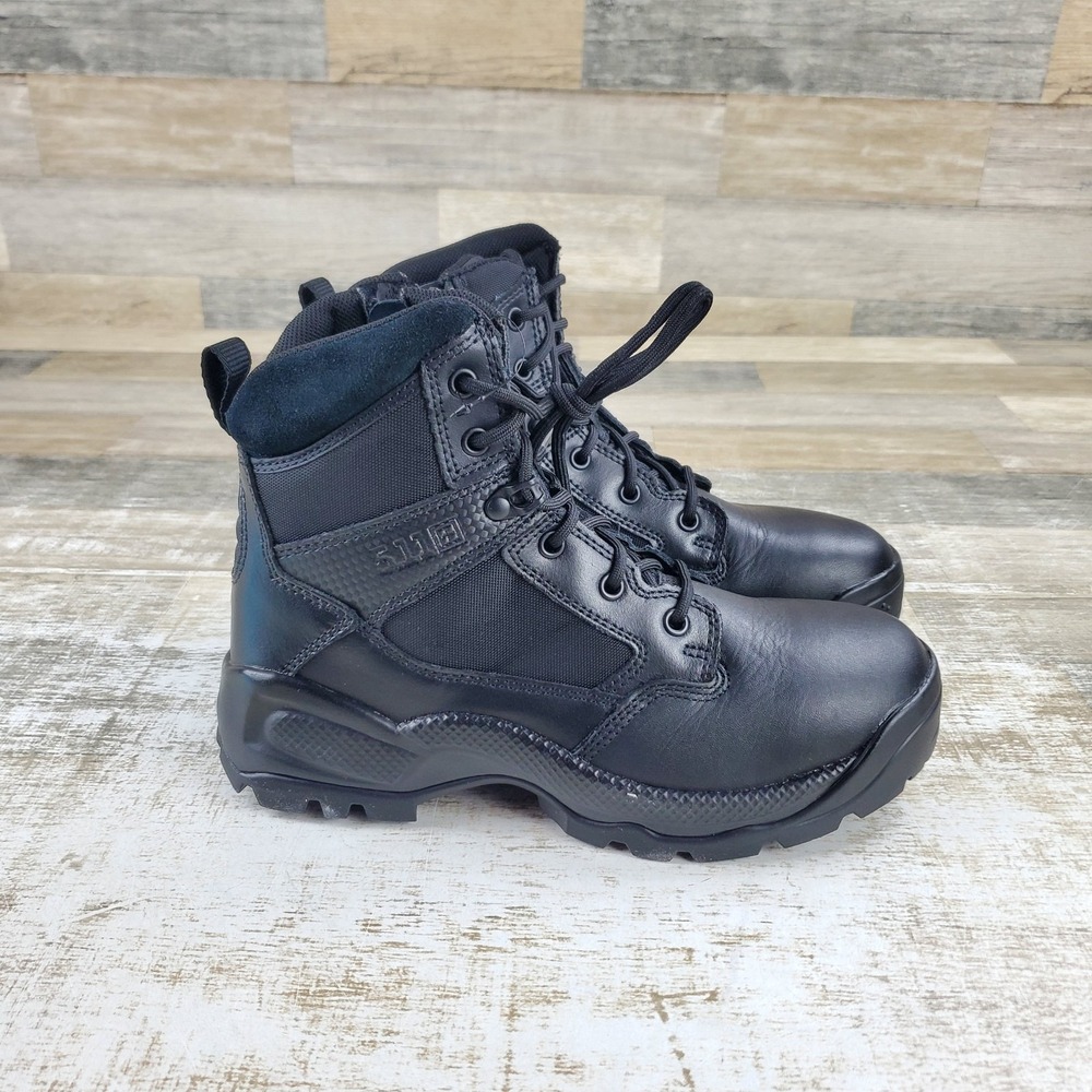 5.11 Tactical ATAC 2.0 6" Womens Work Boots Sz 9 Black Leather Side Zip Lace Up
